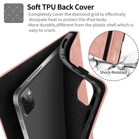 Case for iPad Pro 11” 2022 4th/3rd/2nd/1st Generation with Pencil Holder Leather - Picture 6 of 16